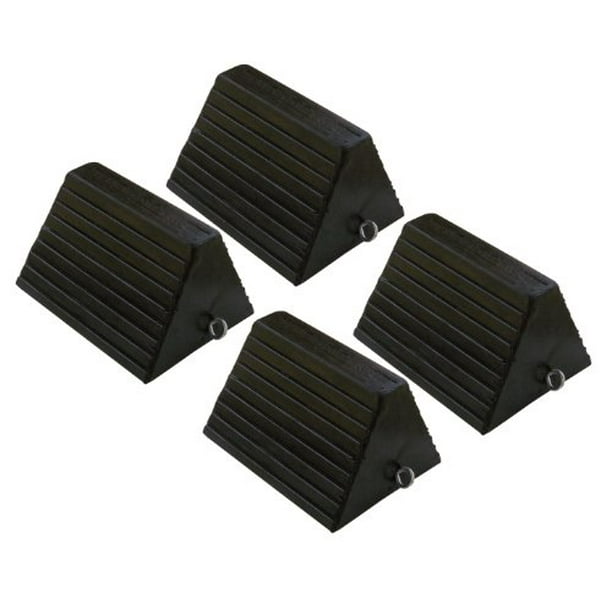 Extreme Max 5001.5772.4 Heavy-Duty Solid Rubber Wheel Chock with Handle 4 Pack Extreme Max 5001.5772.4 Heavy-Duty Solid Rubber Wheel Chock with Handle 4 Pack